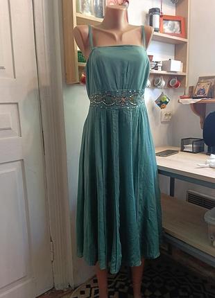 Шелковое миди платье на бретелях и на подкладе, monsoon, size9719, eur 46