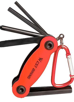Мультитул west biking yp0719243 карманный набор инструментов для велосипеда red