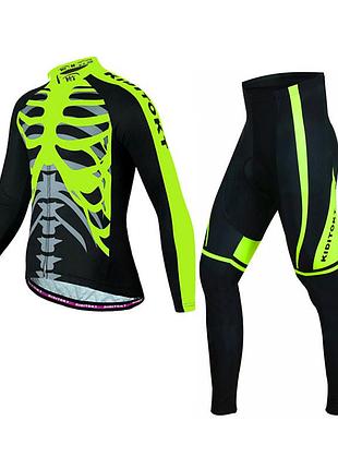Вело костюм для мужчин kidito km-ct-18 кофта с длинным рукавом штаны skeleton green 4xl