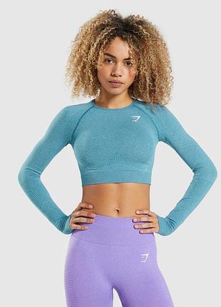Укороченный спортивный лонгслив gymshark топ майка для зала термо кофта спорта рашгард puma тренировок бега кофта nike bra бра футболка компрессионная