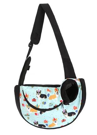 Слинг-переноска для котов и собак sy-2022-1024-93 green corgi dog l (47*14*29 см)