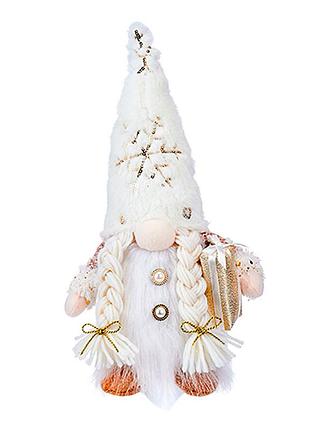 Новогодняя игрушка рождественский гном светящийся а9-10 32*10 с подарком white