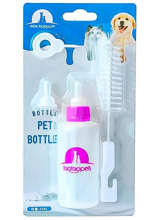 Бутылка для кормления молоком котят и щенков taotaopets 111108 с соской щетки для мытья pink