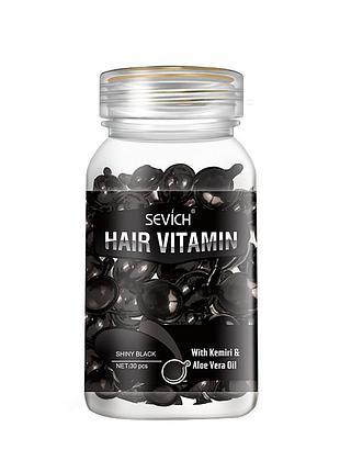 Витаминные капсулы для волос sevich hair vitamin с маслом кукуи и алоэ вера для темных волос и защиты от солнца черные 30шт