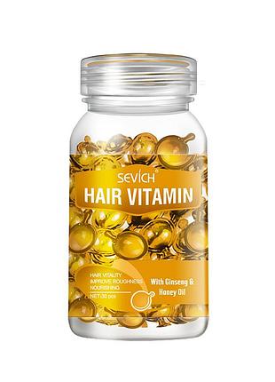 Витаминные капсулы для волос sevich hair vitamin с женьшенем и экстрактом меда для питания ломких волос 30 шт оранжевые