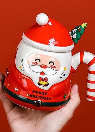 Рождественская чашка "merry christmass" санта jjx001 кружка в форме санты с ложечкой в подарочной упаковке red