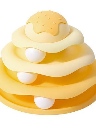 Игрушка taotaopets 07a10001 для кота интелектуальная 3-х уровневая башня yellow