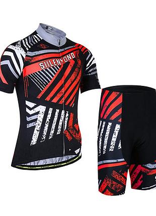 Вело костюм для мужчин siilenyond xm-dt-050 короткий рукав шорты stripes red xs