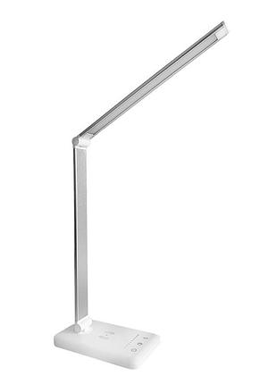 Настольная led лампа m856 светодиодная с беспроводной зарядкой white + silver