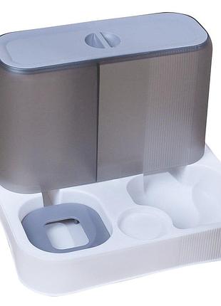 Миска для кошек собак с автоматической поилкой и кормом taotaopets 193306 gray + white
