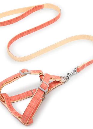 Шлея для собак із повідцем pipitao 165510 cage peach 2*120 cm