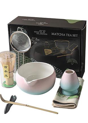 Набор mavanto 5654 для приготовления чая матча 7 предметов blue + pink