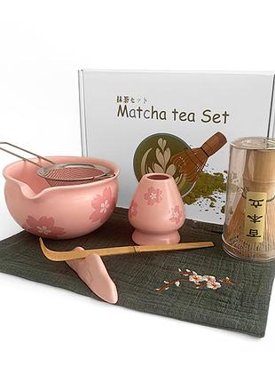 Набір mavanto 5645 для приготування чаю матча 7 предметів pink