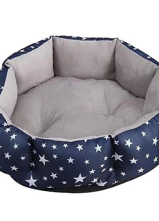 Лежак для котів собак круглий sy-2022-1208 blue stars l 60*18 см
