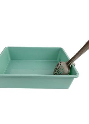 Туалет для кішок із лопаткою taotaopets 263303-2 котячий лоток mint green