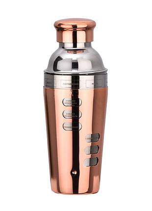Шейкер для коктейлів fs7263 з неіржавкої сталі 600 мл із рецептами rose gold