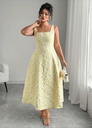 Жаккардовое платье нежно желтого цвета, shein, размер, xl