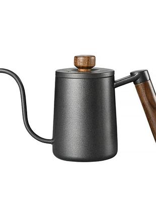 Чайник для заваривания кофе choxila 11625 350 мл с длинным носиком и крышкой нержавеющая сталь black