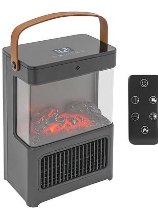 Тепловентилятор керамический flame ynd-bl-02 с пультом имитация камина обогреватель электрический