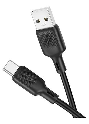 Кабель для заряджання та передачі даних usb borofone bx113 silicone fast charging 3a usb-a to type-c 1 метр black bx-113 lenny