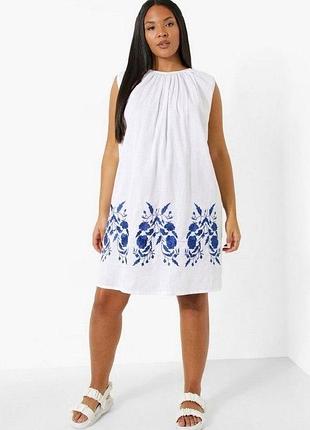 Сукня-туніка біла з вишивкою boohoo xl/54 нова — бавовна