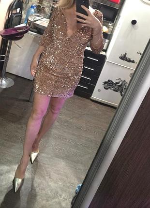 ​сяюча сукня boohoo у паєтках — колір rose gold ✨