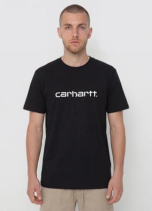 Чоловіча чорна футболка carhartt wip s/s  script t-shirt black свіжа  колекція 2025