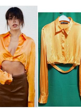 Шелковиста рубашка-болеро из сатиновой вискозы zara