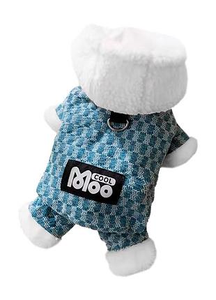 Комбинезон с капюшоном для собак moo 2410sxmj0172 тедди с петлей для поводка blue m