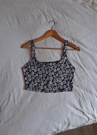Топ майка женская с цветочным принтом zara
