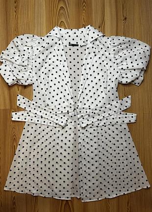 Трендова сукня zara в горошок з об'ємними рукавами