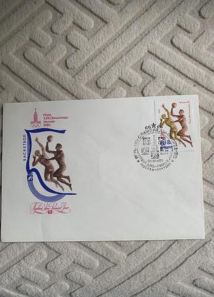 Вінтажний конверт з маркою до 22 олімпійських ігор 1980