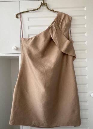 Нарядная блуза/ платье бежевого цвета из шёлка