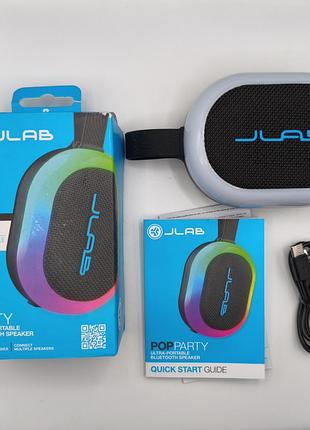 Портативна bluetooth-колонка jlab pop party (midnight black) 5вт, ipx5, rgb