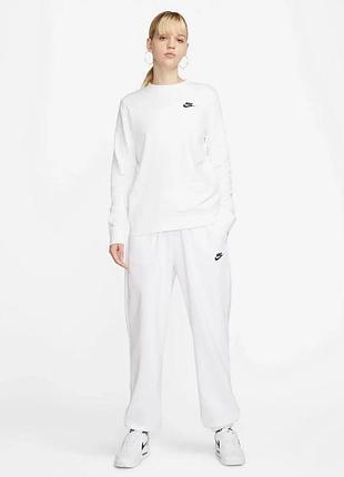 Женские спортивные штаны nike sportswear club fleece средней талии оверсайз, размер xl, белые