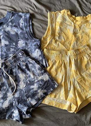 Бавовняний костюм комплект спортивний топ шорти nike w nsw wve dye jrsy