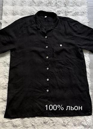 100% льон жіноча чорна сорочка в ідеальному стані, розмір 2xl/3xl, ulla popken