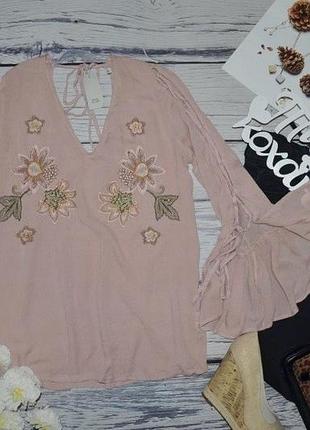 М фирменная натуральная женская кофта кофточка блуза с вышивкой river island америка