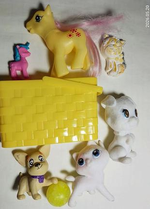Игрушка фигурка кошечка, пони, корзинка, собачка и мячик, животные, заводная снупи, 9 штук