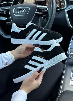 🌺женские кроссовки adidas originals gazelle black white