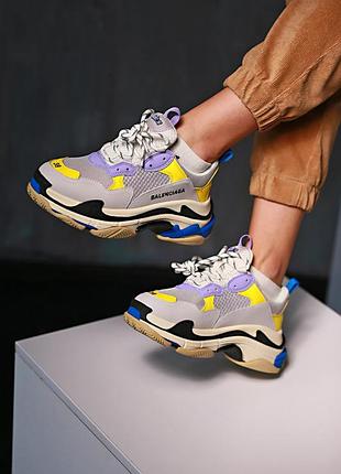 Blenciaga triple s sneaker grey  purple  yellow