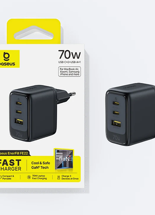 Зарядний пристрій baseus 70w enerfill fe22 e01235 2c+u black
