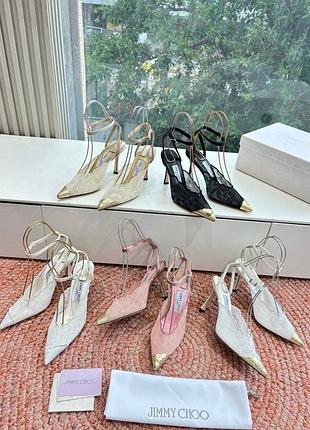 Жіночі шкіряні босоніжки туфлі з мереживом jimmy choo — купить в