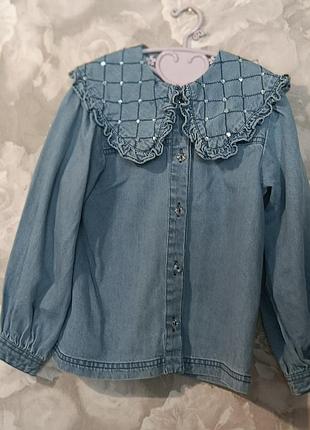 Блакитна джинсова сорочка  зв стразами  river island