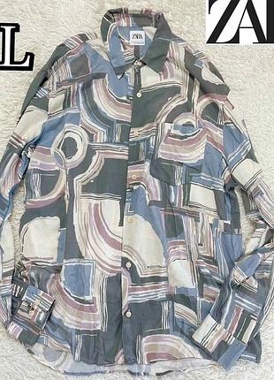 Мужская рубашка zara из вискози xl