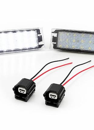 Led подсветка номера с разъемами renault megane 2/3, clio 3/4, master 2/3, laguna 2/3, kangoo, trafic 3 (комплект 2-шт)