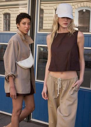 Льняная блуза топ uniqlo