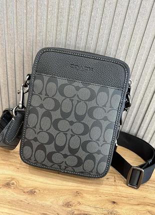 Сумка чоловіча coach нова сіра чорна