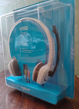 Наушники с микрофоном logitech h150 white (две вилки 3.5 мм)