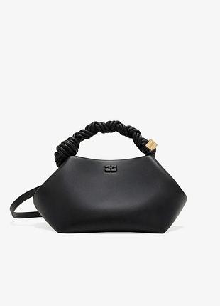 Жіноча шкіряна сумка з логотипом ganni small bou bag чорний